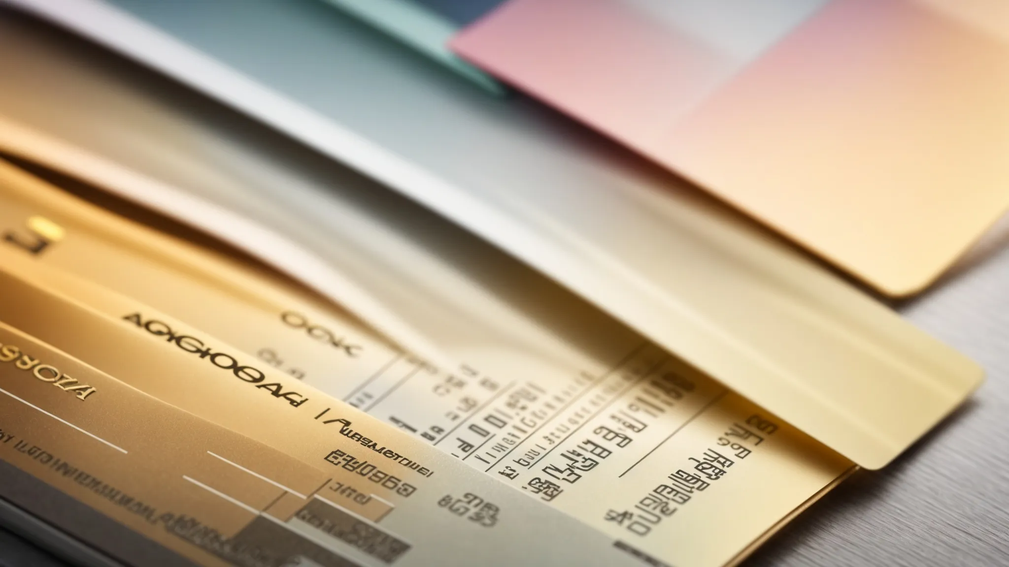 a vibrant close-up of a diverse collection of elegantly designed business and personal cheques cascading across a sleek surface, illuminated by soft, diffused lighting to highlight their intricate details and textures.