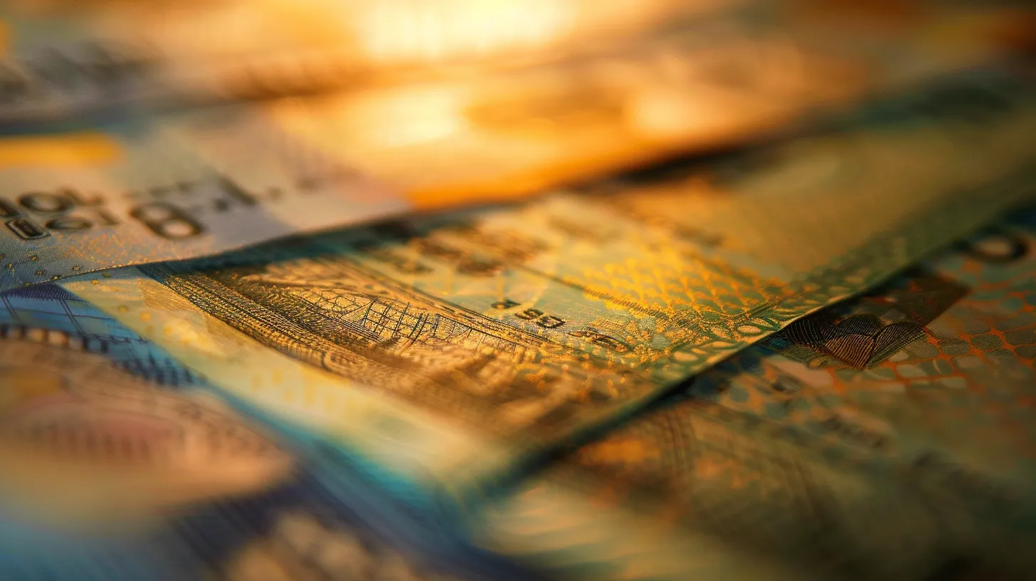 a close-up of elegantly designed business and personal cheques, featuring intricate financial patterns and rich colors, illuminated by soft, diffused lighting to emphasize their premium quality.